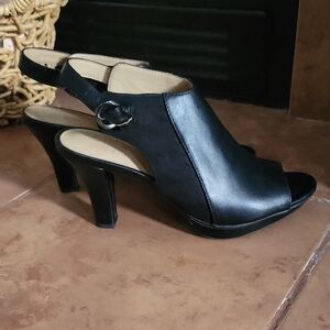 Naturalizer Black Open-Toe Heels